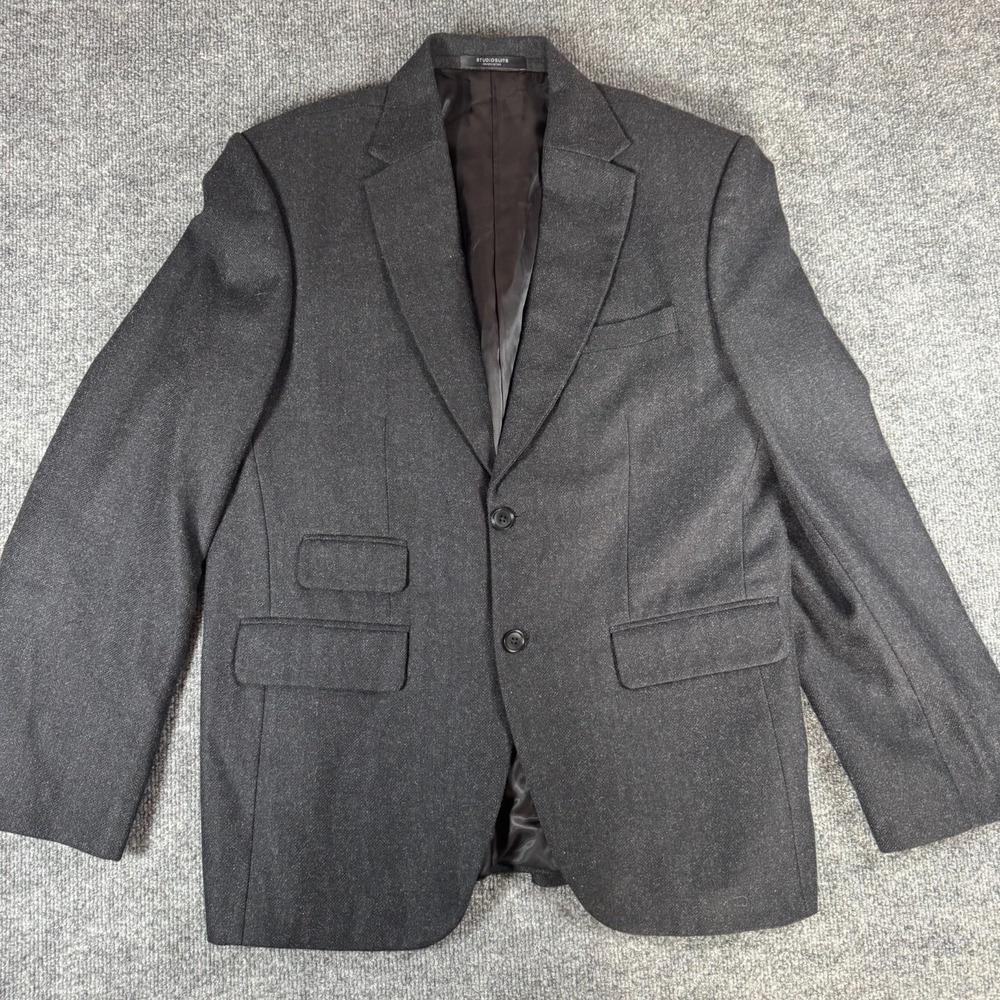 Studiosuits Blazer Mens 44R Gray 2 Button Suit Jacket Hand Crafted WOOL